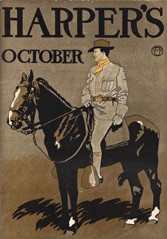 EDWARD PENFIELD (1866-1925).  HARPERS / [CHRISTMAS & OCTOBER]. Three posters. 1895-1898. Sizes vary.